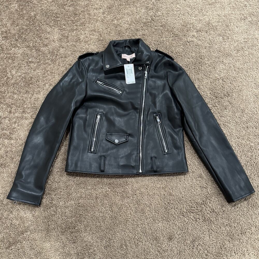Philosophy Black Faux Leather Jacket Women’s 8